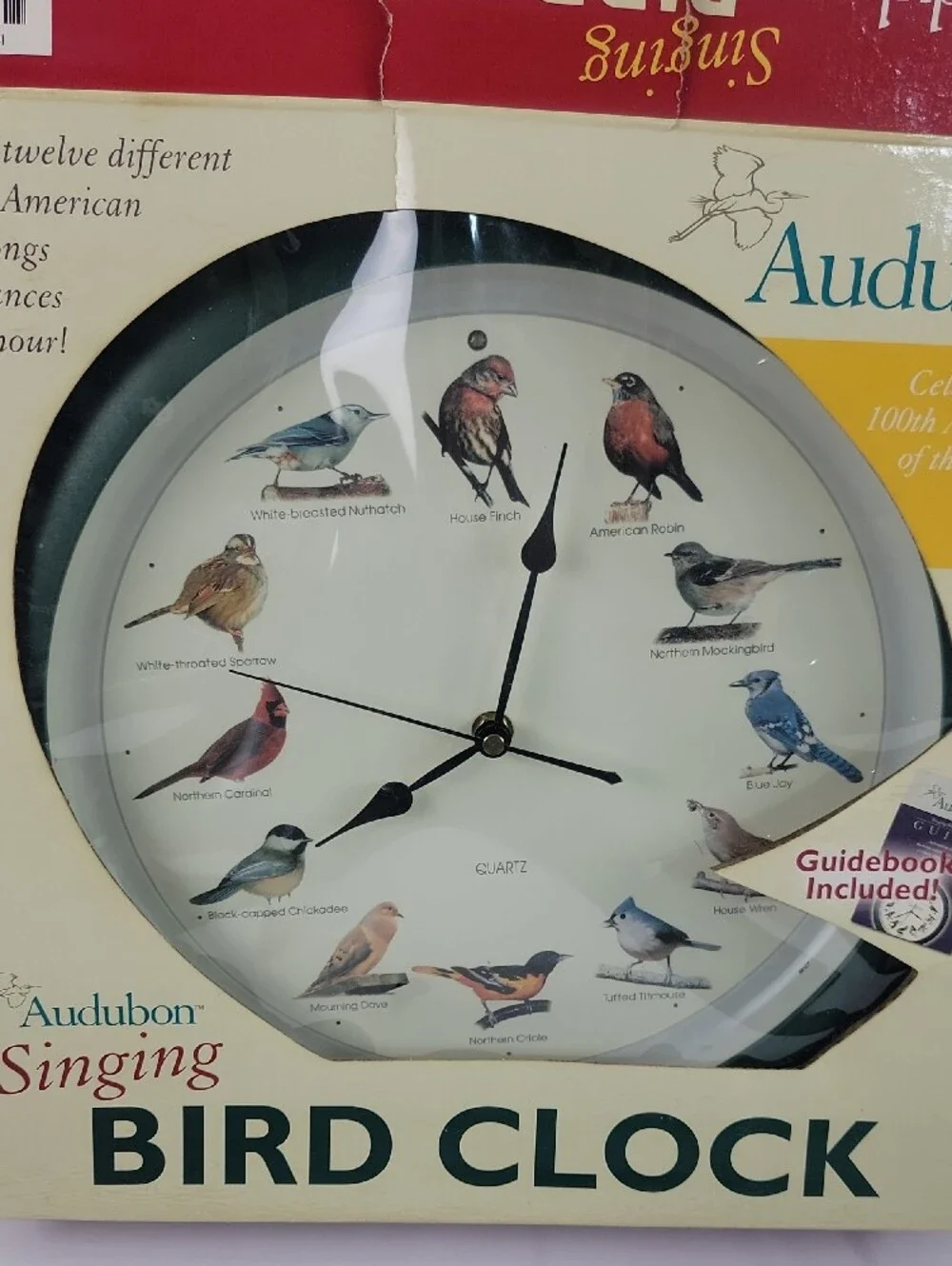 Audubon Bird Clock Singing Sounds National Society 13 1/4